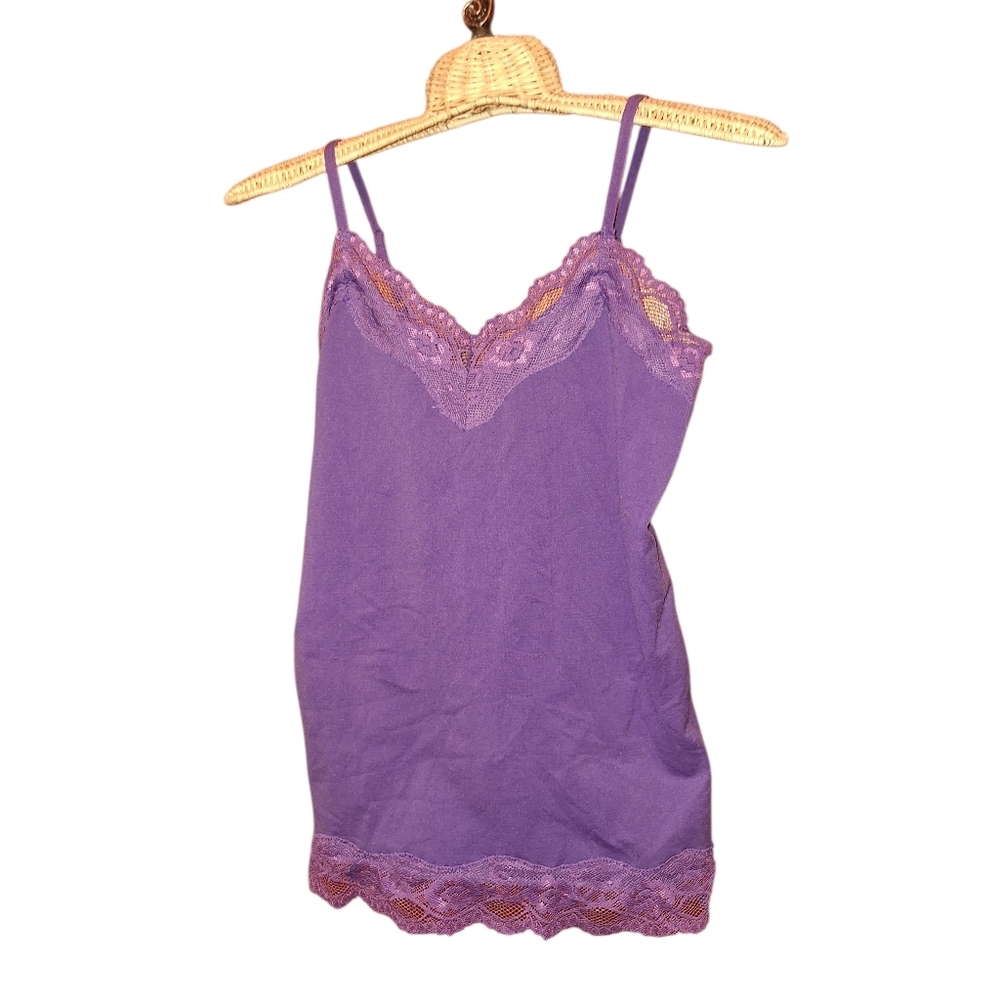 Y2K Bongo Lace Seamless Cami Top Ladies Medium Purple Phoebe Stretchy Coquette